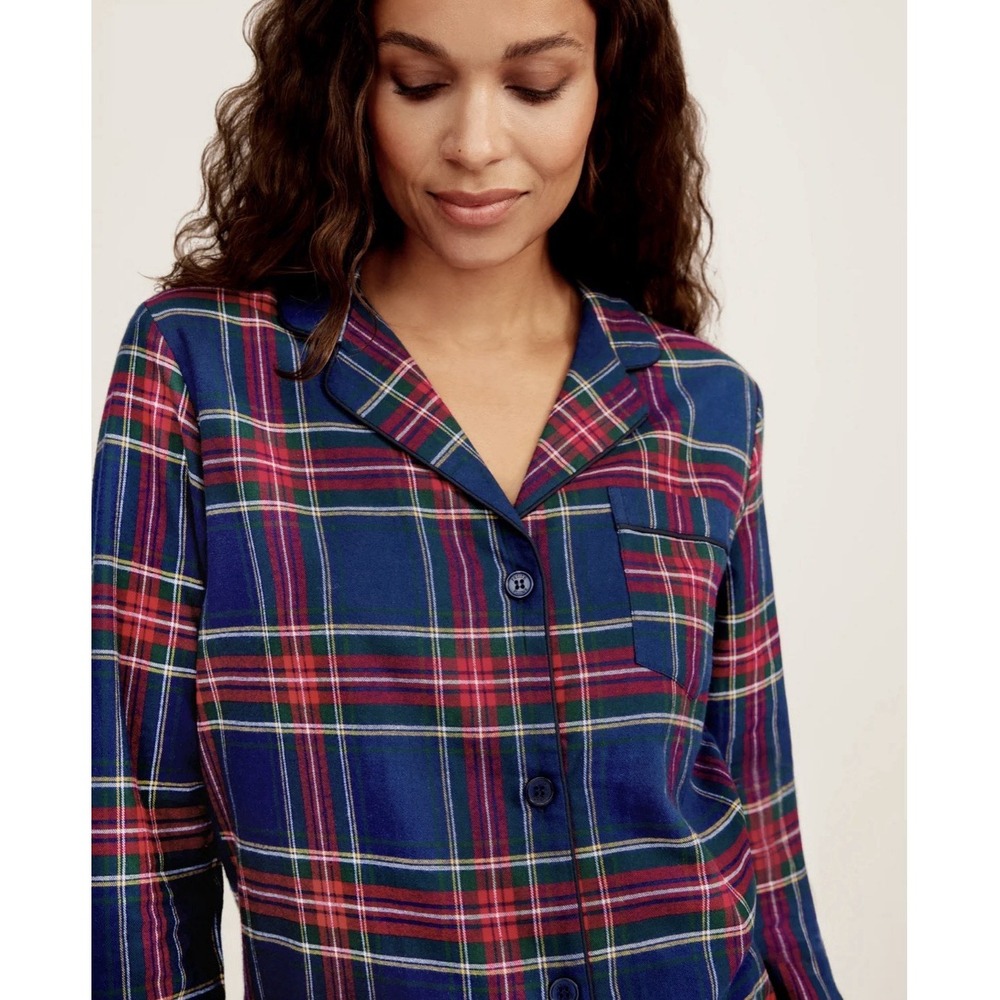 Petite Plume Pajamas Top Women Sz S Brushed Twill Windsor Tartan Holiday Matchin